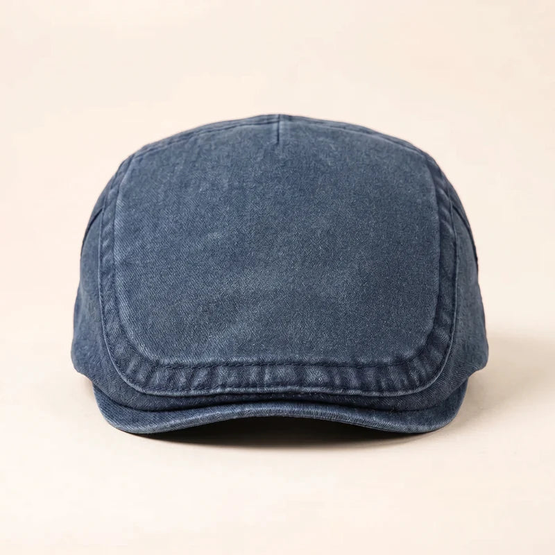 Retro Washed Denim Flat Cap