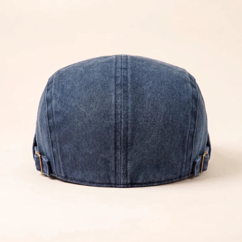 Retro Washed Denim Flat Cap