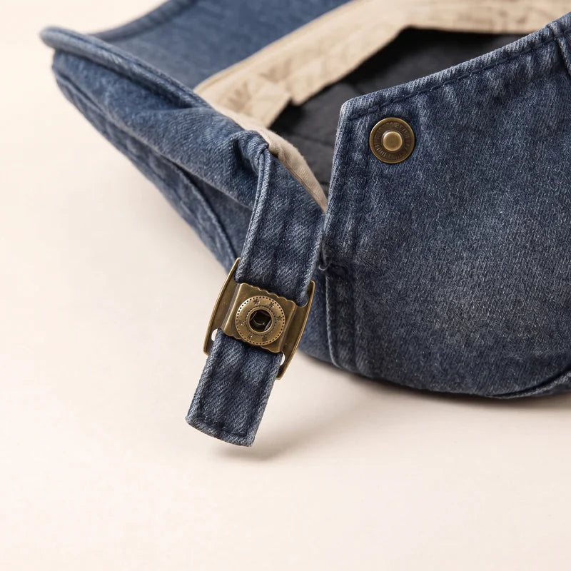 Retro Washed Denim Flat Cap