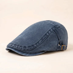 Retro Washed Denim Flat Cap